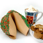 Gingerbread flavored giant fortune cookies are our specialty and make unique edible gifts. Perfect for the holiday and corporate gift season.