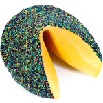 Mardi Gras giant fortune cookie covered in milk chocolate.